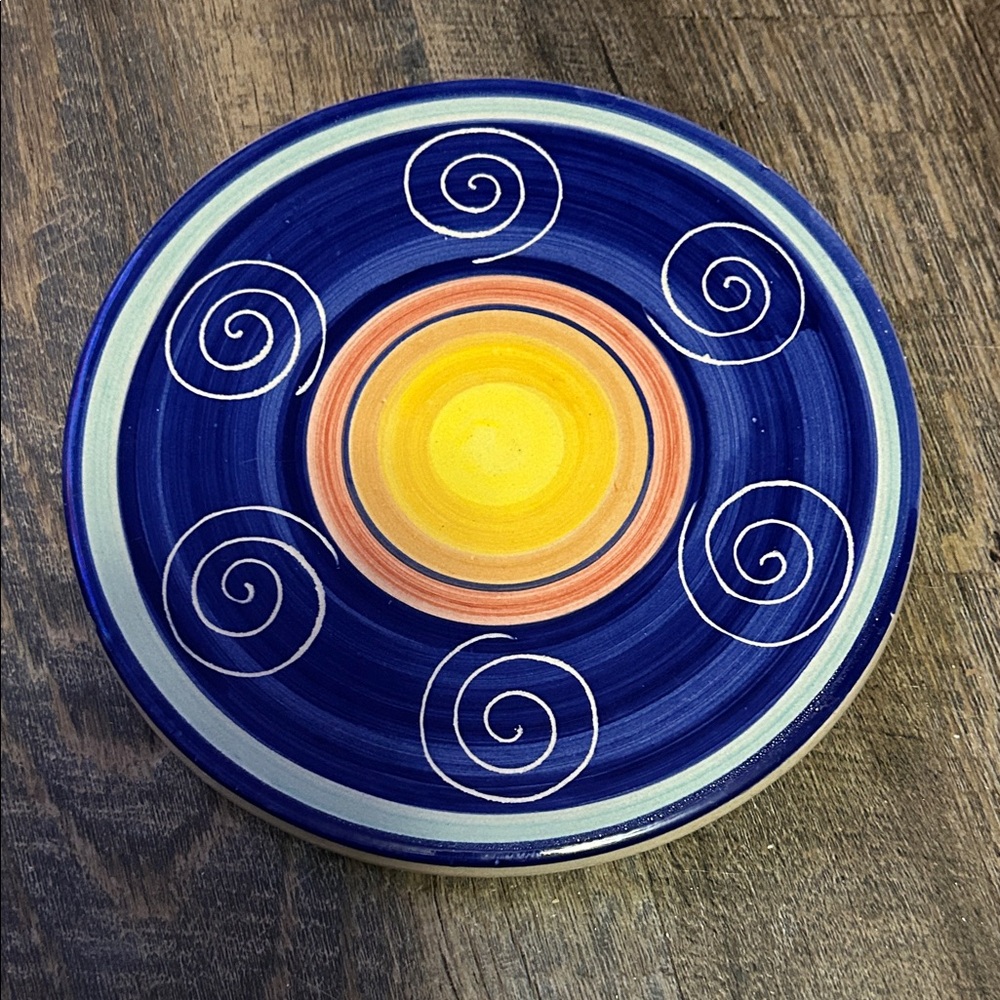 Pier 1 Handpainted Italian Swirl 7.5"‎ Trivet Hot Plate Made In Italy